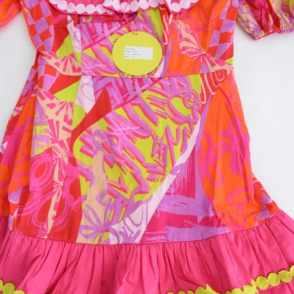 Alden Adair Crazy Crush Purple Pink Floral Emma Ruffle Sleeve Mini Dress S - Picture 6 of 11